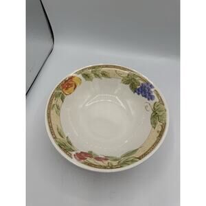 Gibson Designs FRUIT GROVE Blueberry Cherries Peache Fruit Rim Trim Serving Bowl